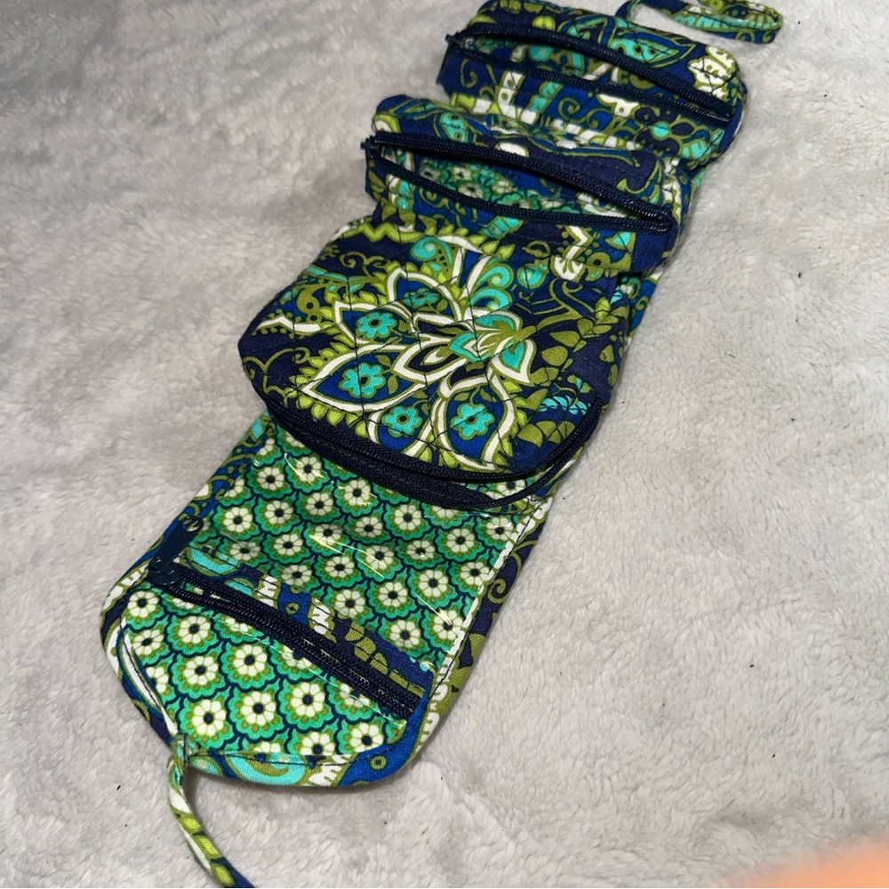 Vera Bradley Multi-compartment Tie Up Pouch Green/Blue - Picture 3 of 7